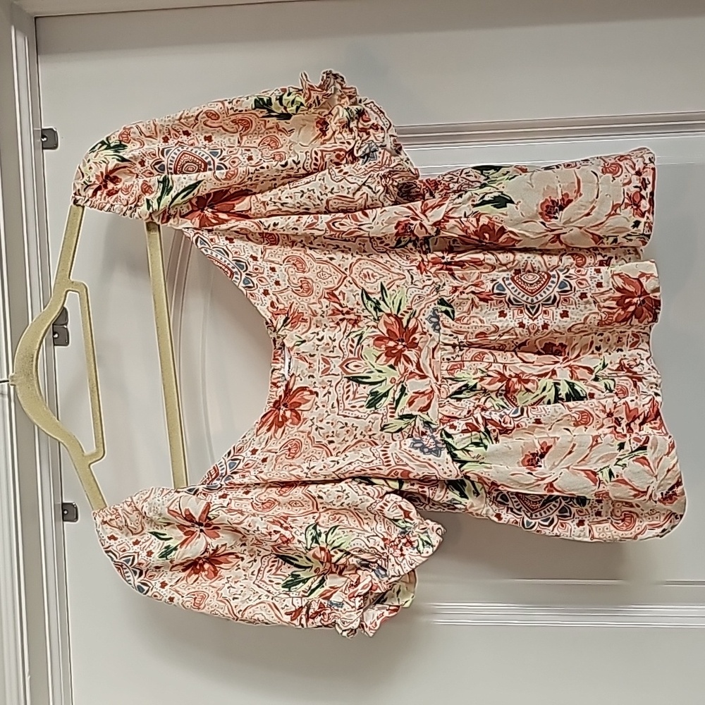 O'Neill Floral Crop Top - Red and Green